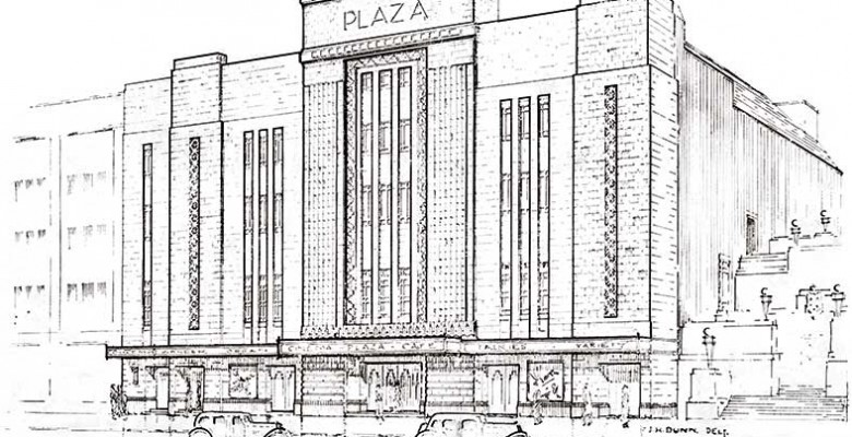 Pencilled Image of The Plaza Super Cinema and Variety Theatre as detailed on opening brochure - October 7th 1932