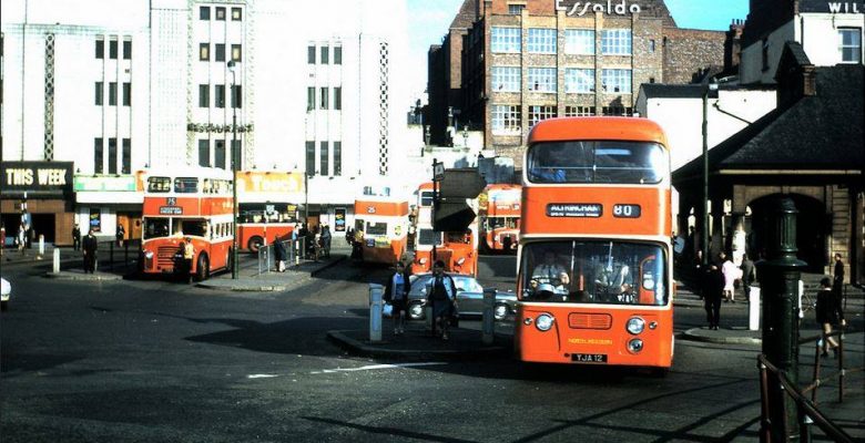 Classic orange livery on local buses at the Bus Terminus outside The Plaza with the last PLAZA signage prior to our change to Mecca