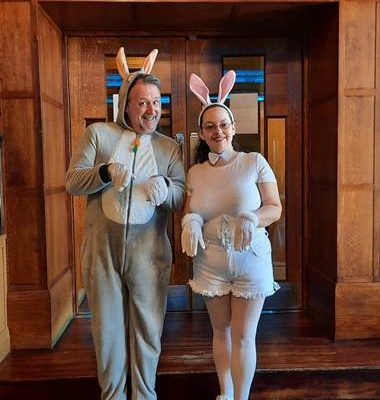 Easter and Fluffy Bunny ready to entertain at Everything Stops For Easter Bunny Tea - 02.04.23