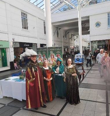 The Sensational Plaza Team promoting The Easter Pantomime: Robin Hood And The Golden Arrow in Merseyway Shopping Centre - 05.04.25